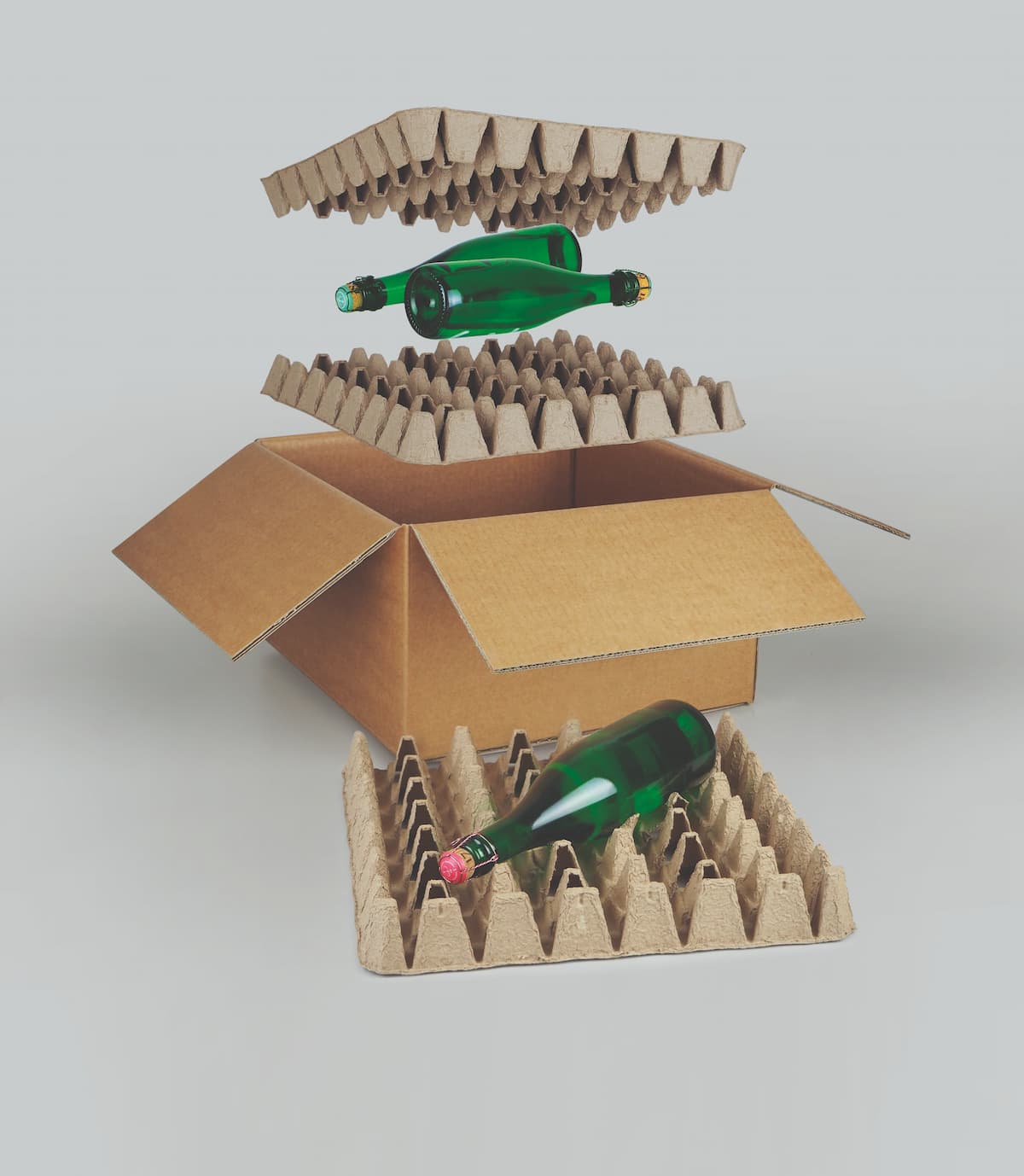 Flexible Polstermatte aus Faserguss Safepac für Flaschen