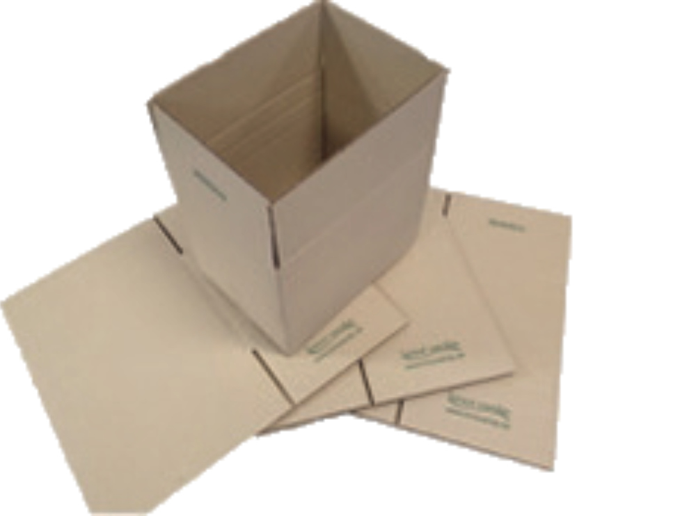 Kartons aus Gras platzsparend flachliegend