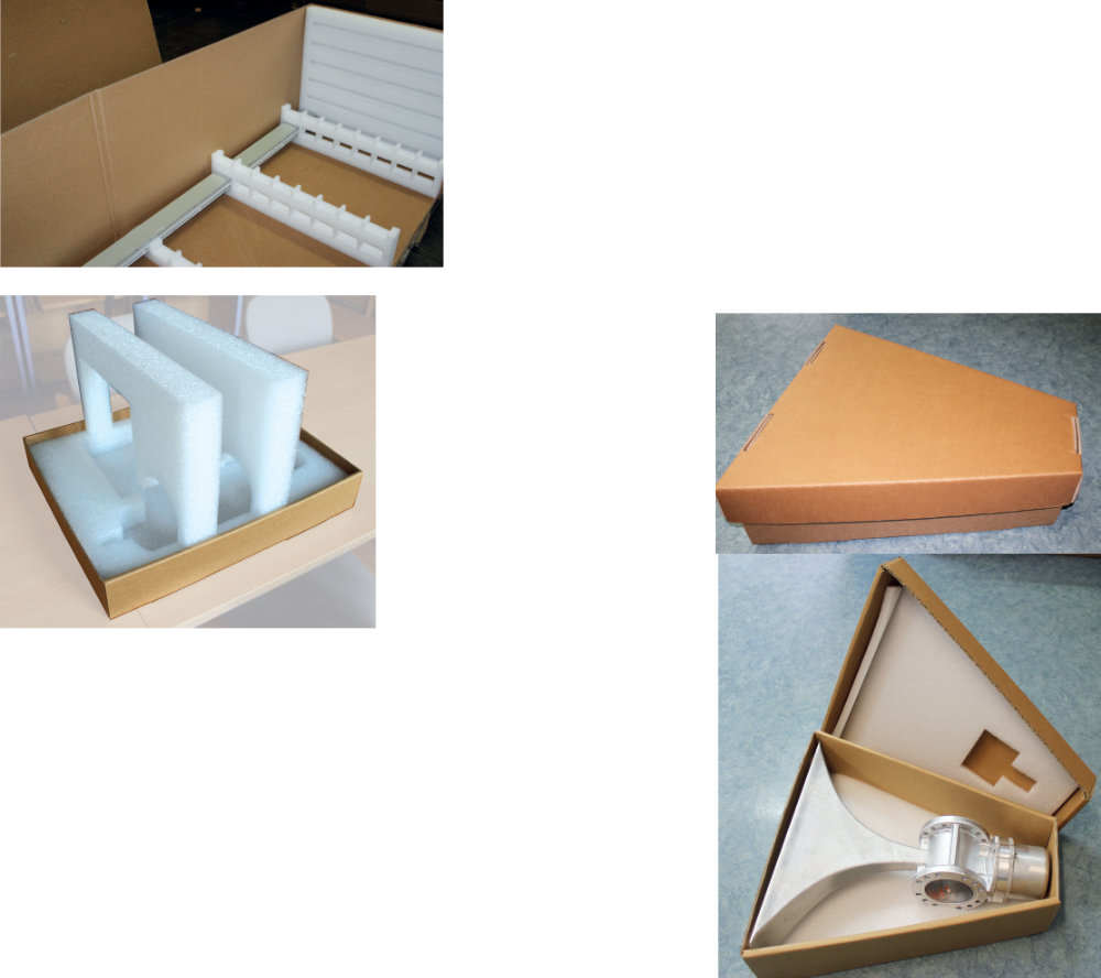 Unsere Verpackungsentwicklung aus Schaum passt genau in den Karton