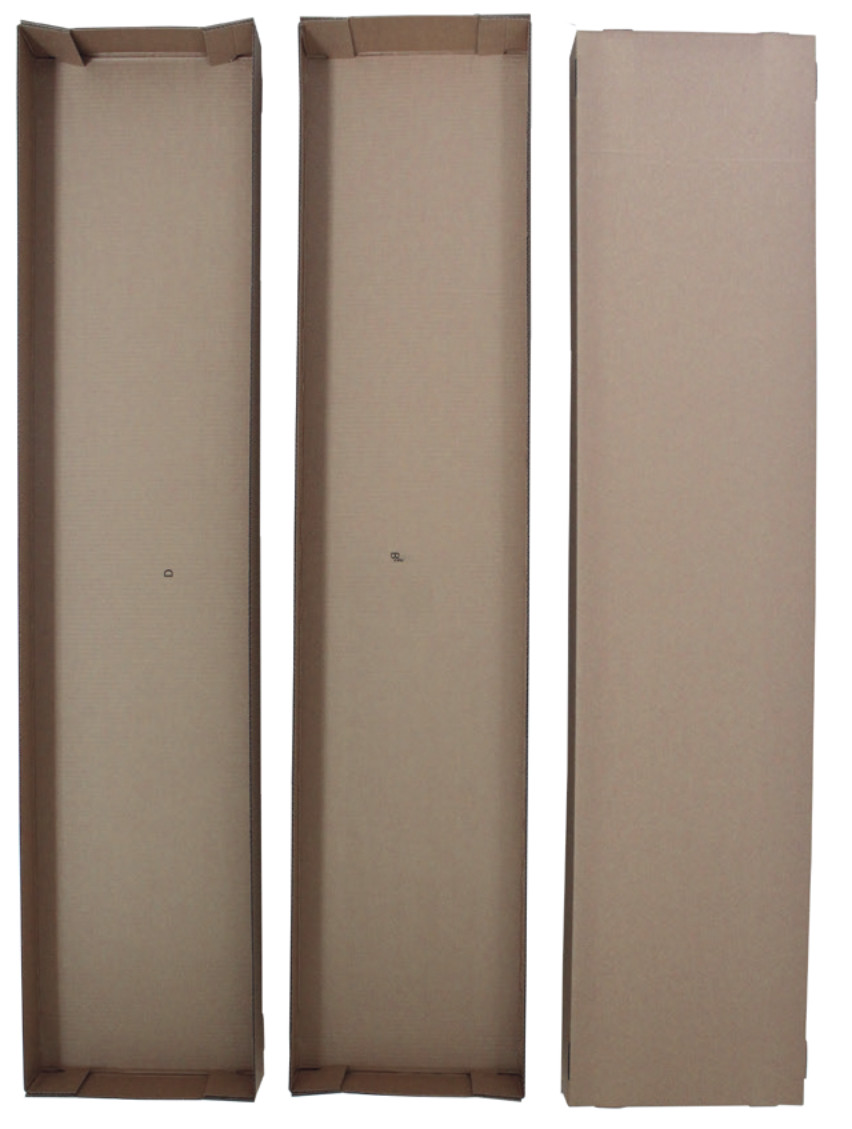 Artikel-Nr.:1900600, Stülpdeckelkarton, 1360 x 350 x 80/150 mm, Qualität: 1.4 B-Welle, 4-Punkt-geklebt, bestehend aus Boden und Deckel blitzschnell - ohne zu falten - aufzurichten. Seitenteil aufziehen - Verpackung ist sofort befüllbar